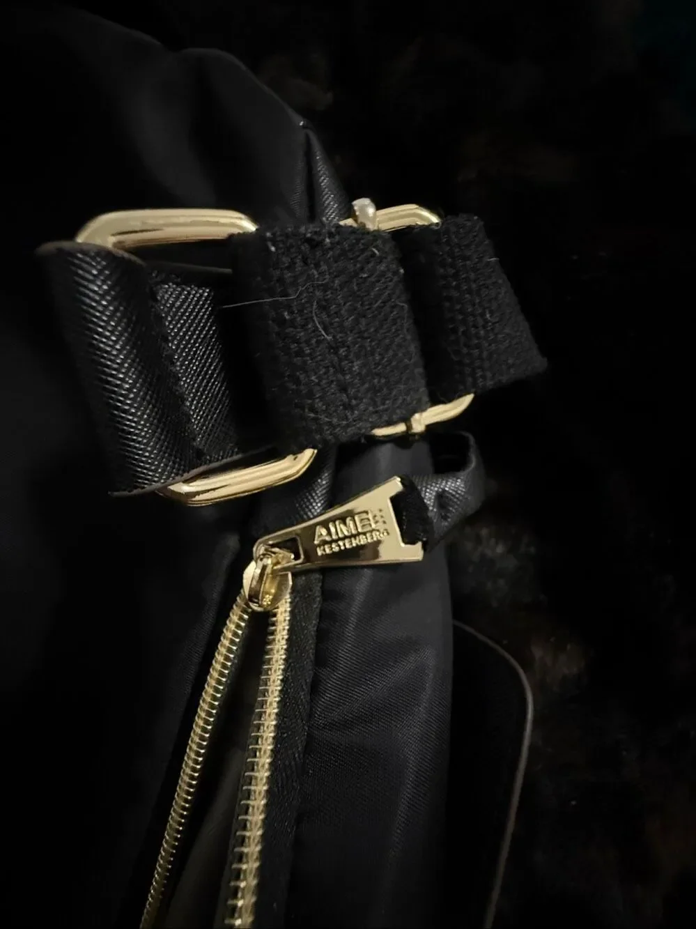 Aimee Kestenberg Women Black Backpack One Size gold hardware